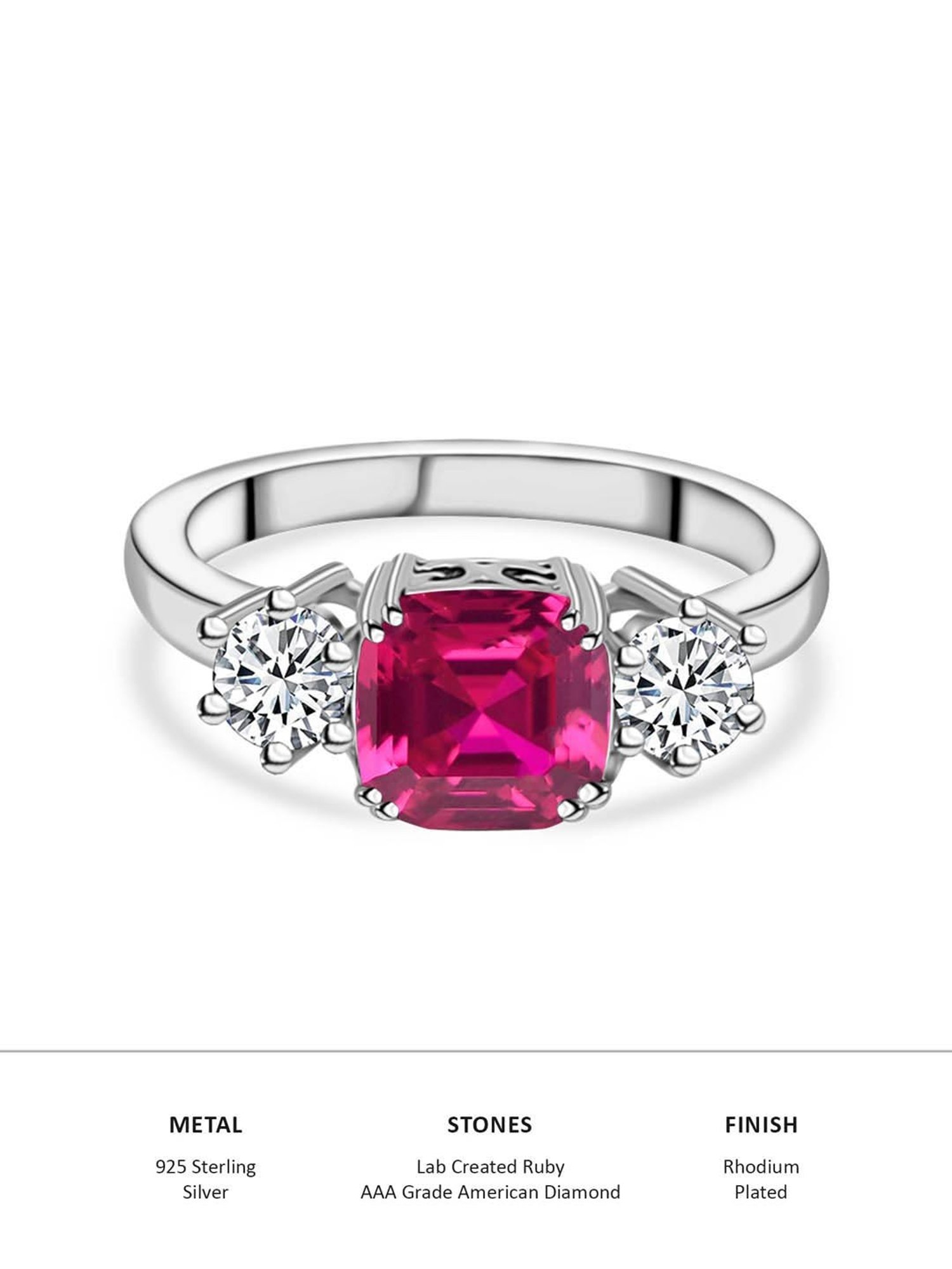 Ornate Jewels 925 Silver 1.5 Carat Red Ruby Meghan Markle Ring for Women & Girls