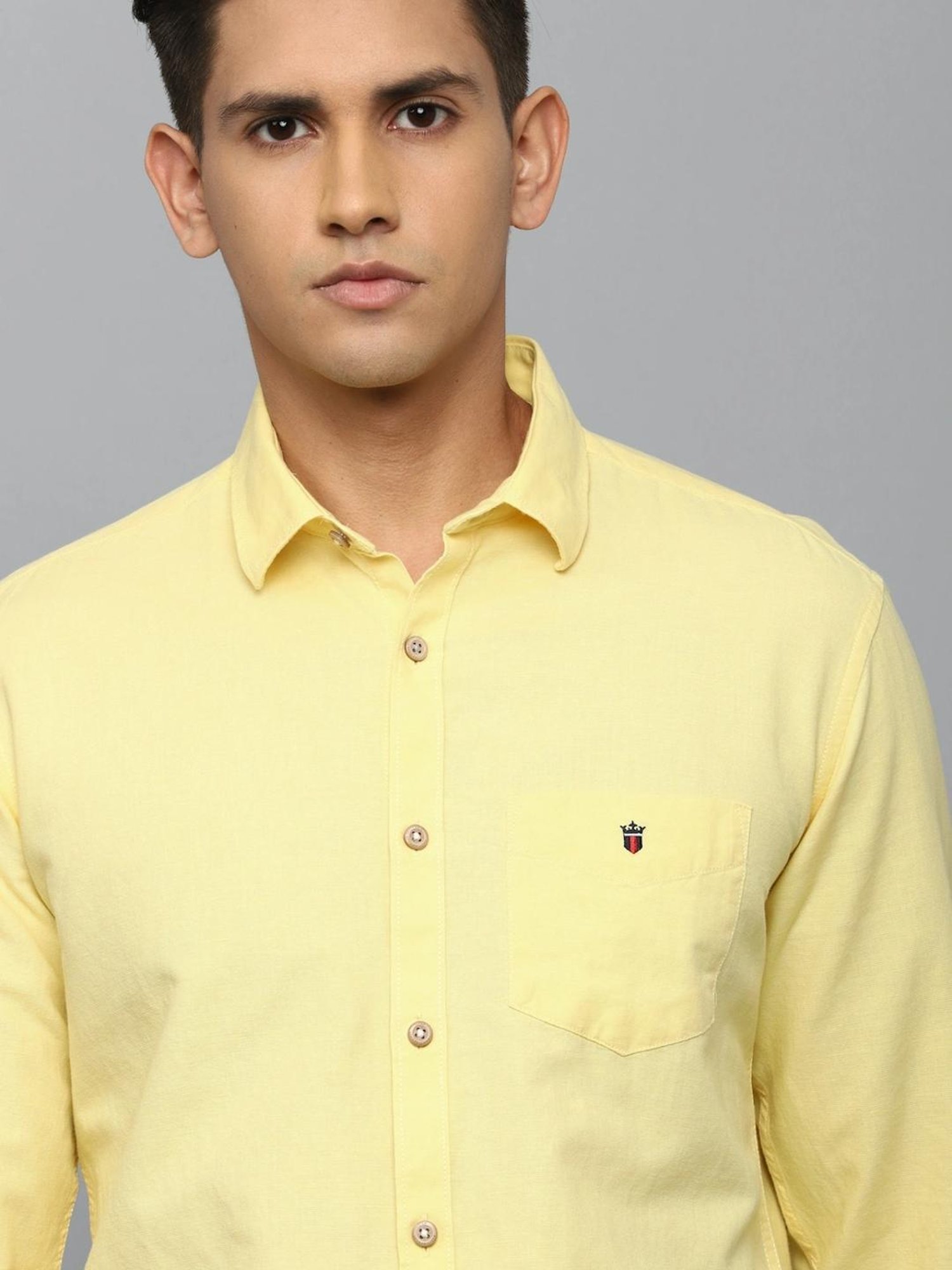 Louis Philippe Yellow Slim Fit Shirt