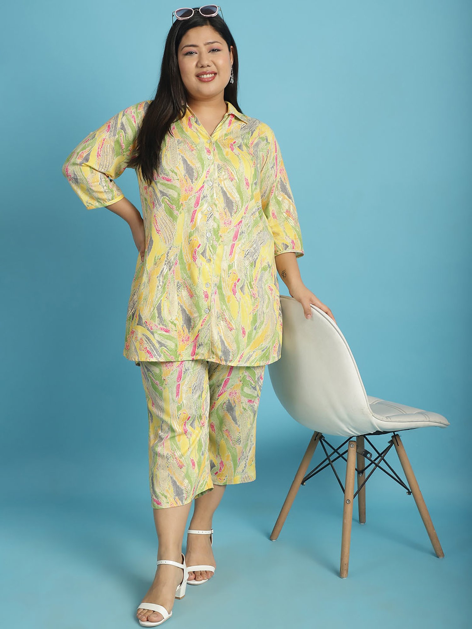 theRebelinme Yellow Floral Print Shirt