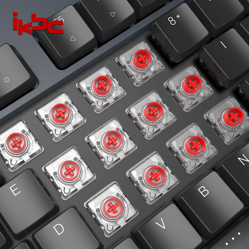 IKBC Typemaster X410   108Keys  Ergonomic Design,Cool Exterior Type-C Wired Cherry MX Low Profile Red Mechanical Gaming Keyboard, N-Key Rollover, White Backlit
