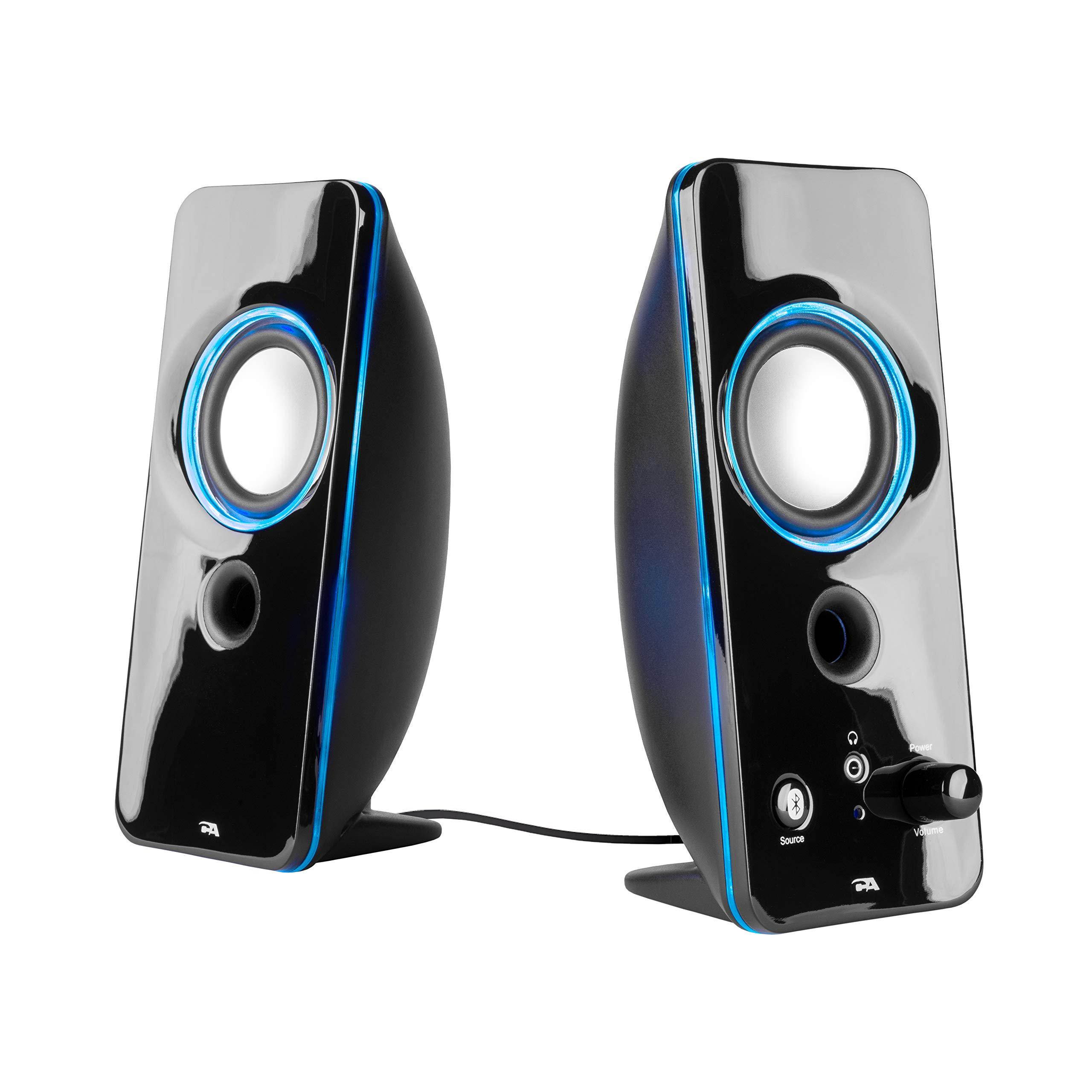Cyber Acoustics 2.0 Color Changing Desktop Speaker System with Bluetooth Home Audio for Laptop, PC Computer, Tablet, and Smartphones (CA-SP29BT)