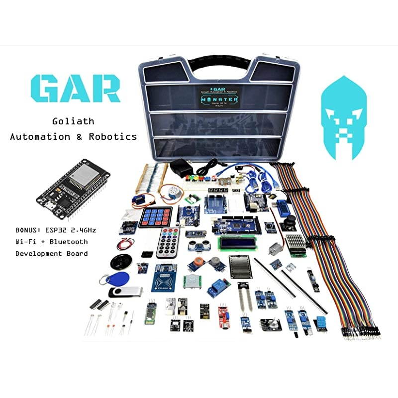 Monster Starter Kit for Arduino Uno Mega Nano, Complete Set with ESP32, 25 Sensor Modules, Bluetooth WiFi Ethernet Wireless for Electronics STEM Robotics Projects