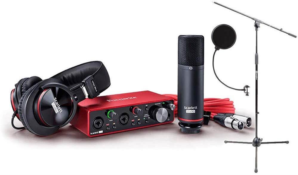 Focusrite SCARLETT Studio Pack w/CM25 Microphone, Headphones, 2i2, Code for Software Bundle Mic Cable, Boom Stand, and Pop Filter