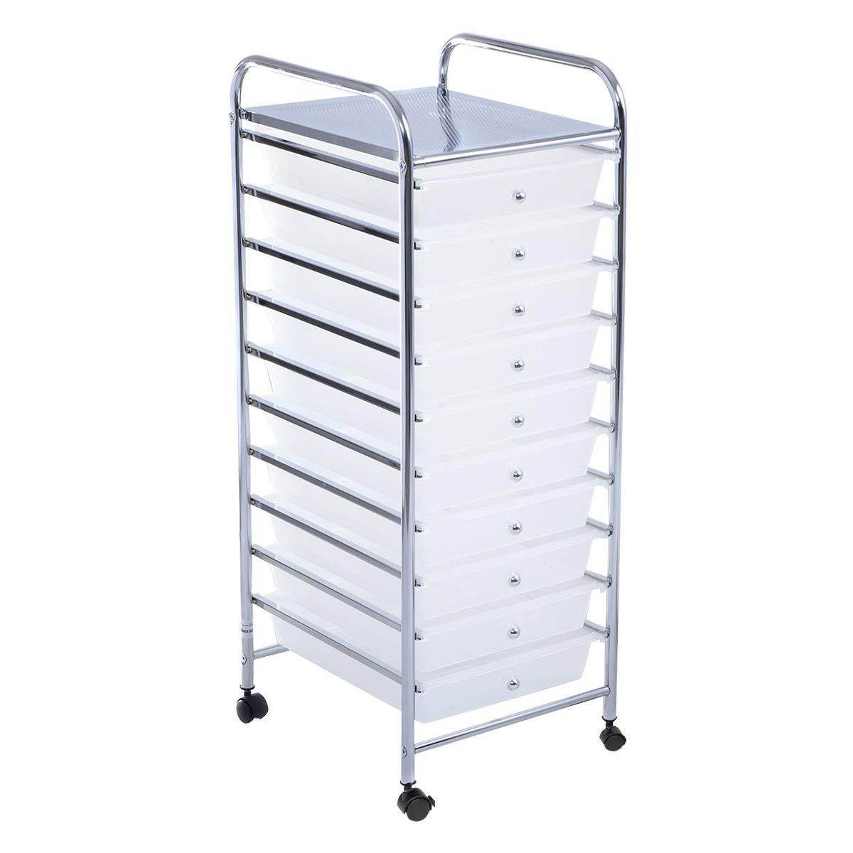 NEW 10 Drawer Rolling Storage Cart Scrapbook Paper Office School Organizer Clear