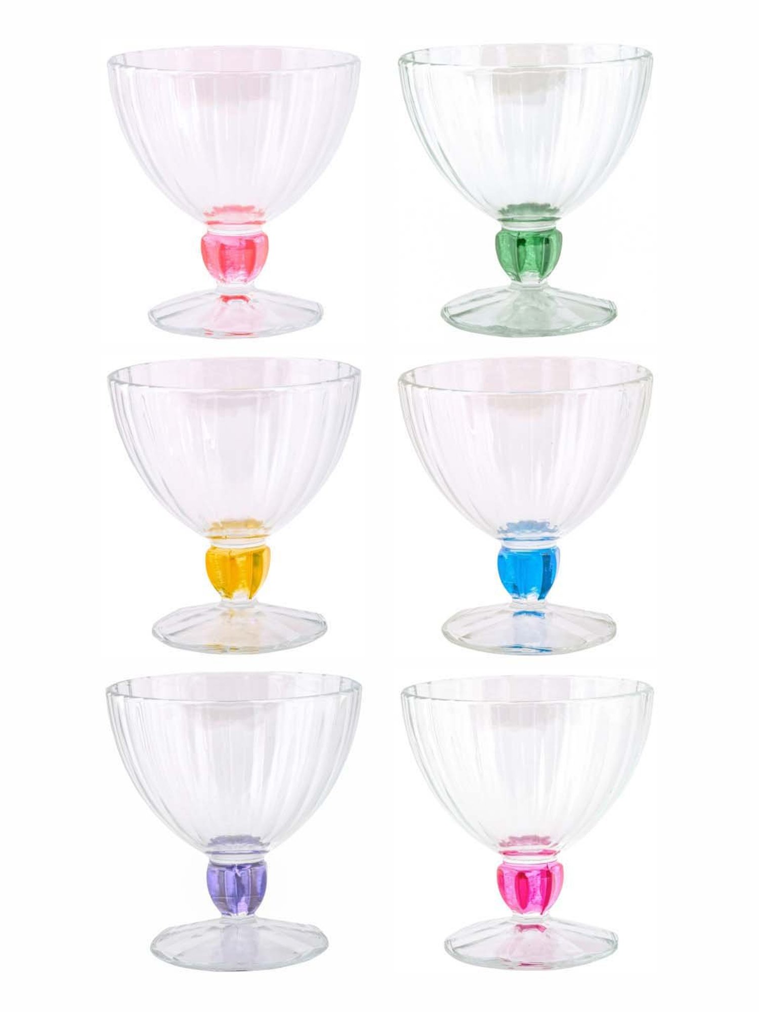 Luminarc Multicolor Glass Ice-Cream Bowl - Set of 6