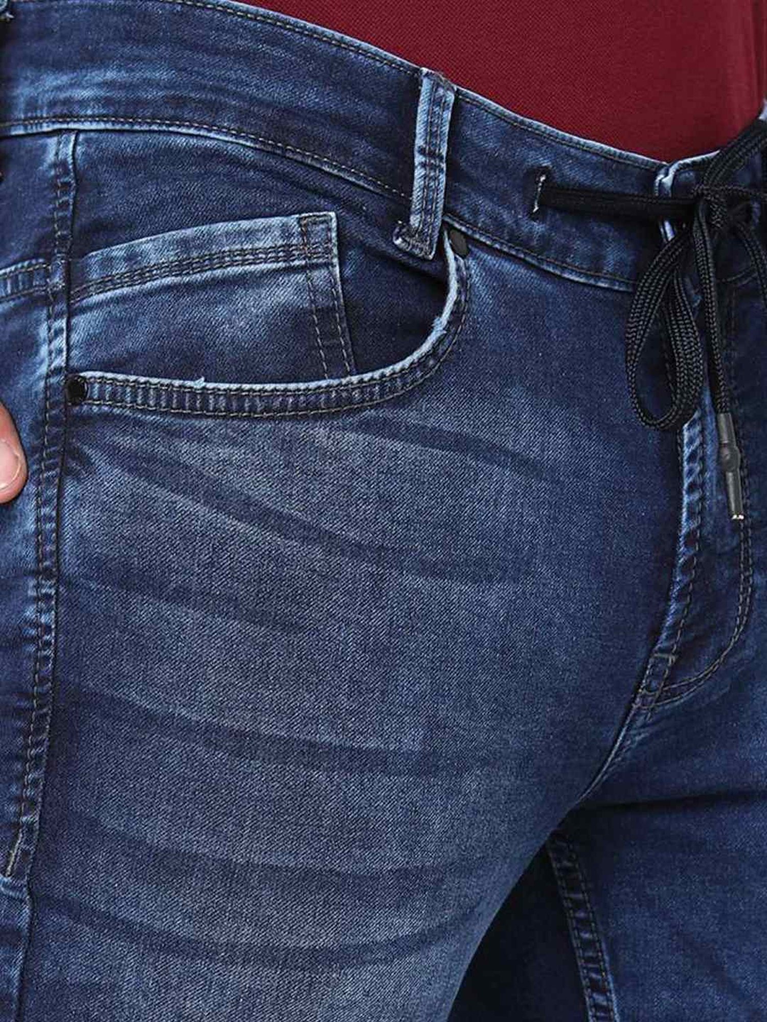 Mufti Dark Blue Cotton Slim Fit Jeans