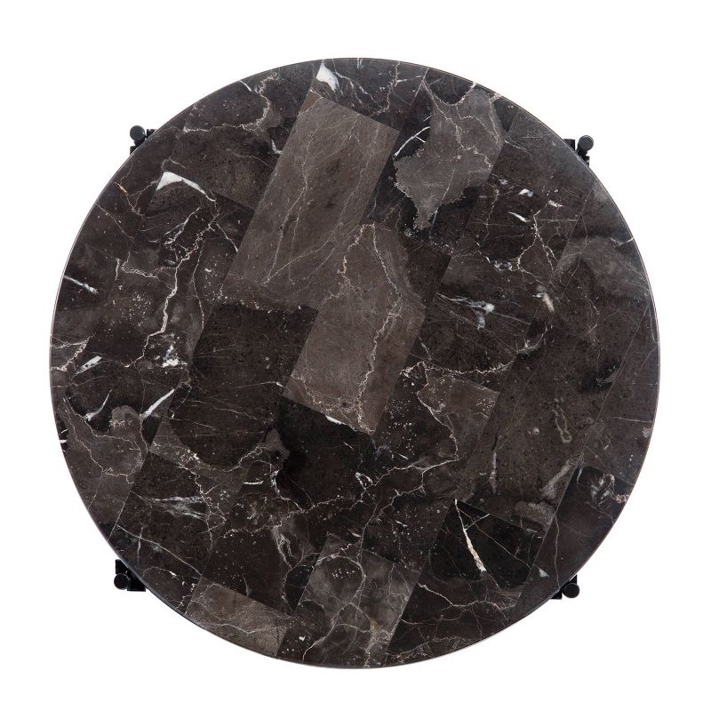 Simchett Round Marble Side Table Gray/Black - Aiden Lane
