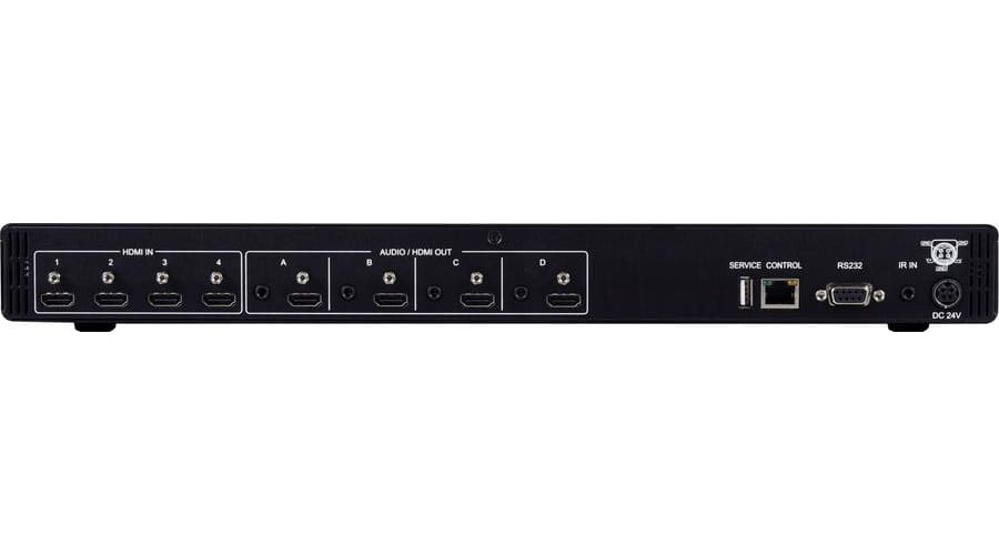 A-NeuVideo 4x4 4K60 HDR HDMI Matrix Routing Switcher with 1080 Down Scaling/Analog Audio Output