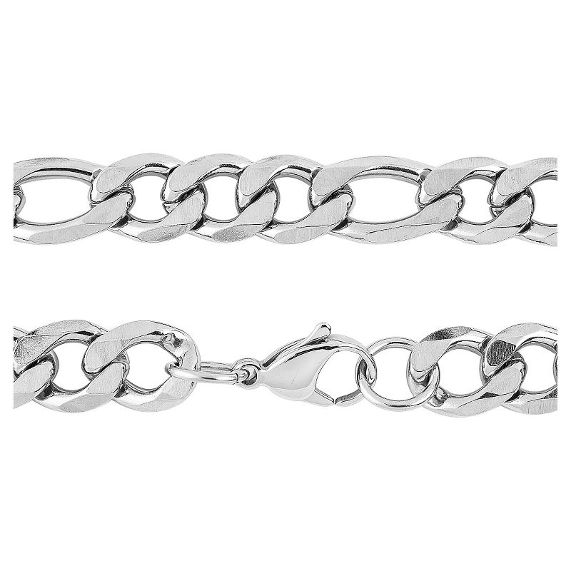 Men's West Coast Jewelry Stainless Steel Beveled Figaro Chain Necklace (12mm)