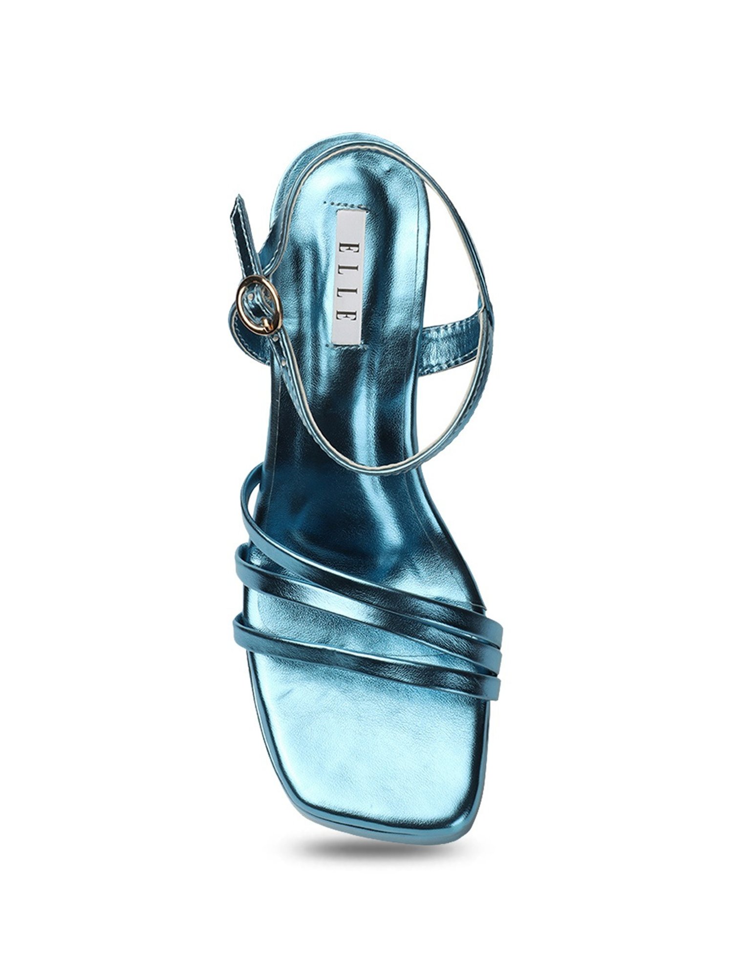 Elle Women's Metallic Blue Ankle Strap Sandals