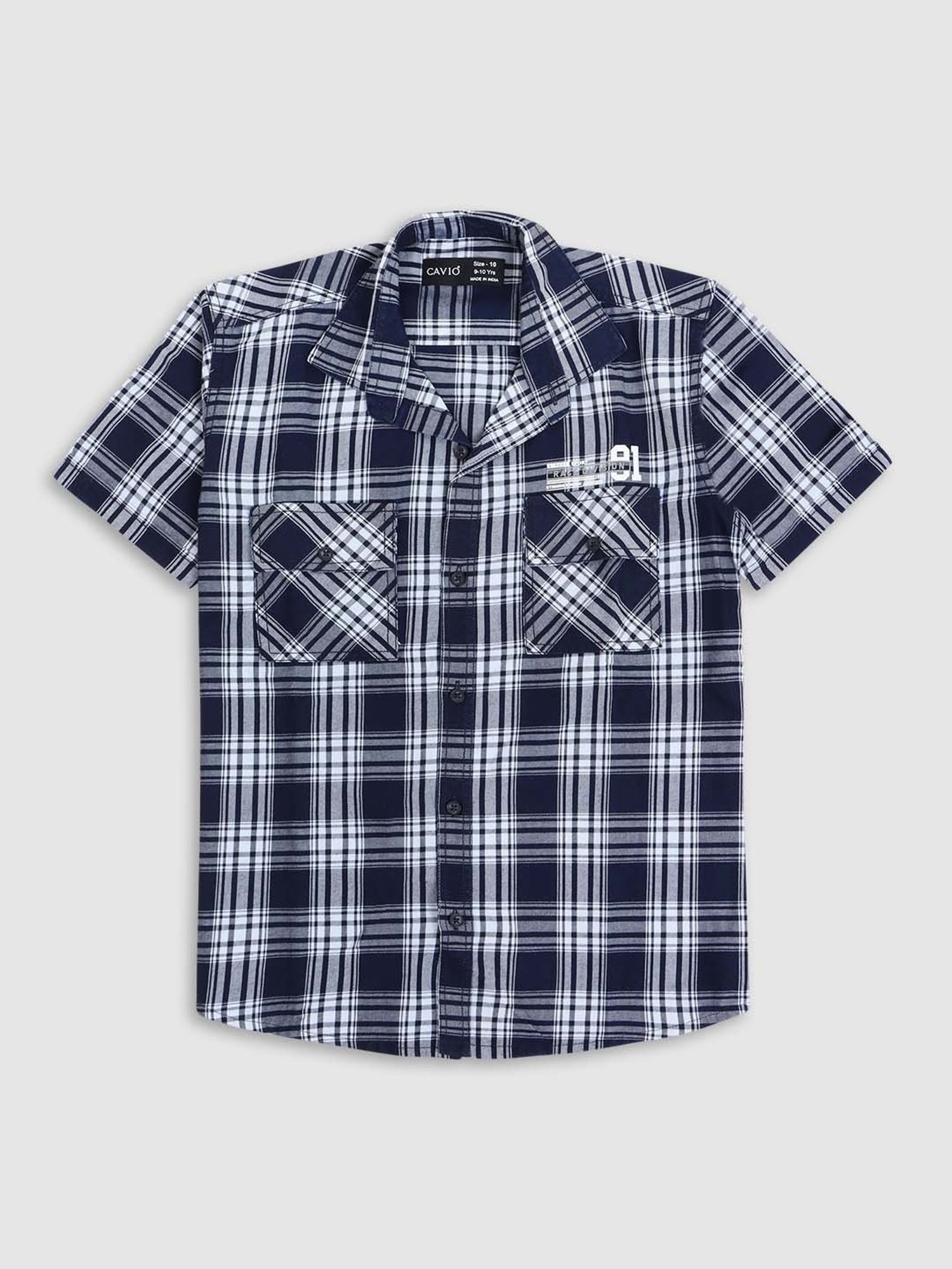 Cavio Kids Navy & White Cotton Chequered Shirt