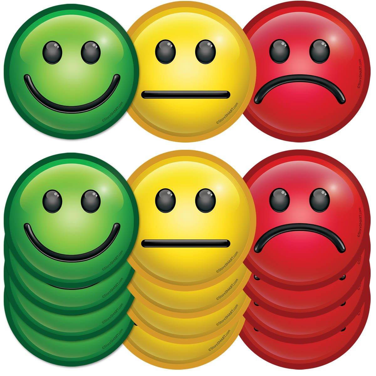 StoreSMART - 3" Mood Magnets for Status Visualization - 15-Pack - FACE3-VP-15
