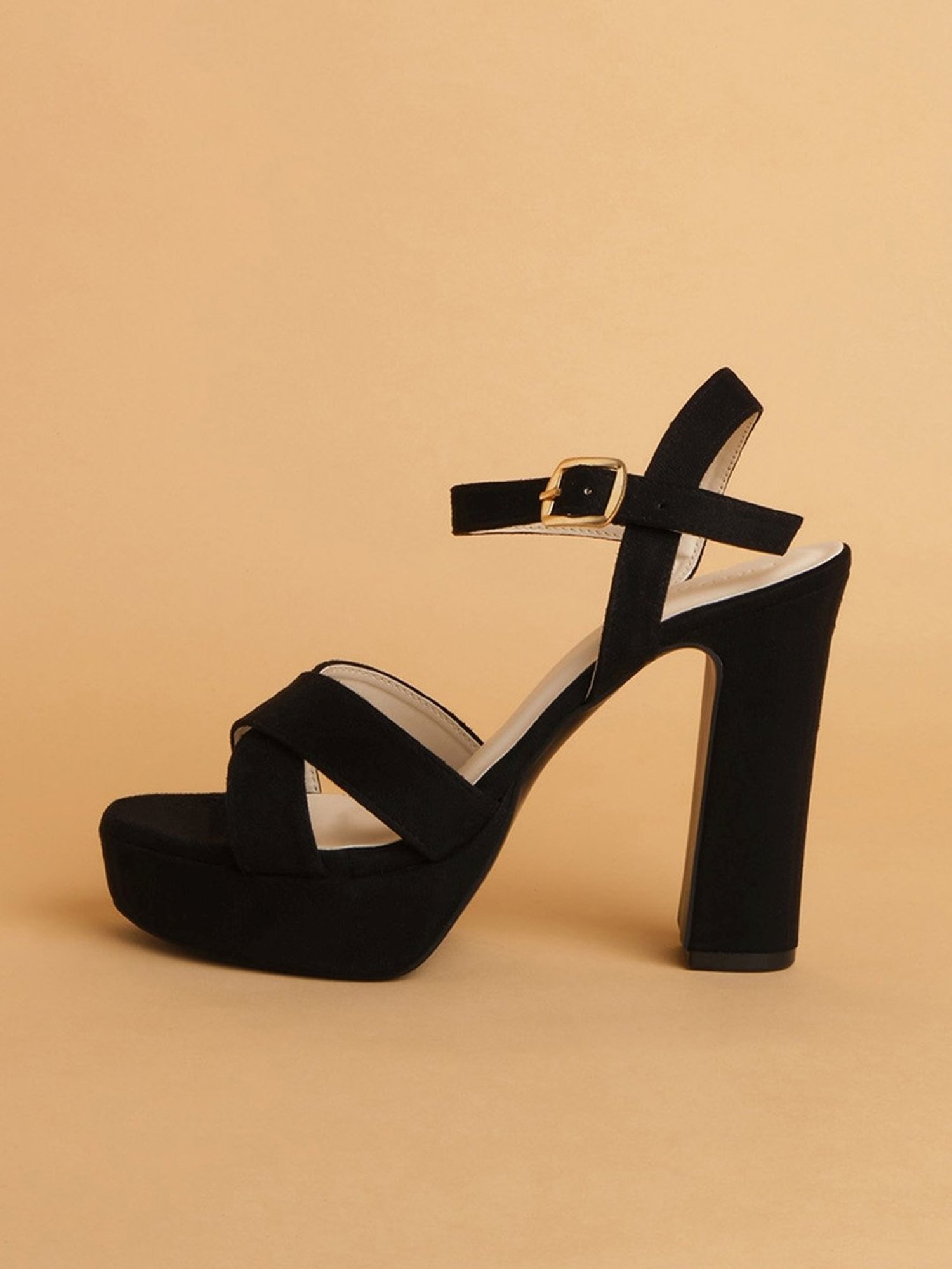 Eridani Women's Veronic Black Ankle Strap Sandals