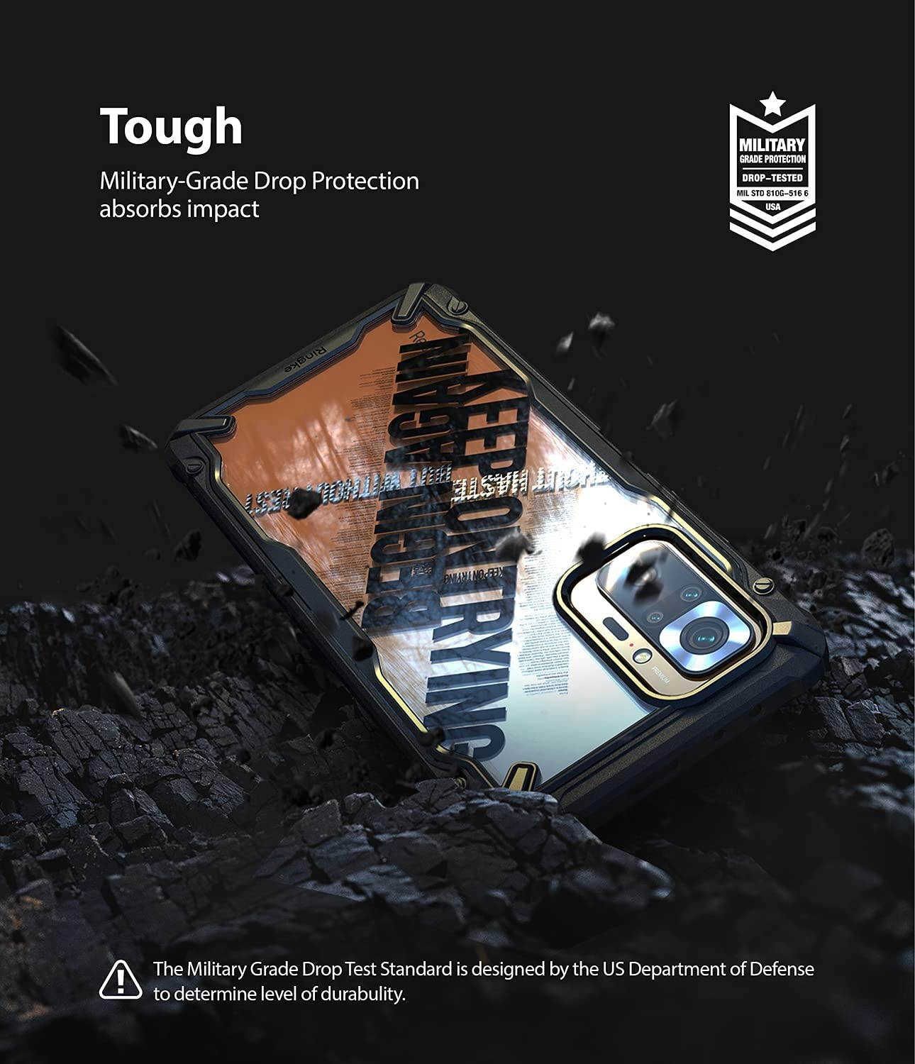 Ringke Fusion-X Compatible with Xiaomi Redmi Note 10 Pro, Redmi Note 10 Pro Max Case, Shockproof Rugged TPU Bumper Cover - Camo Black