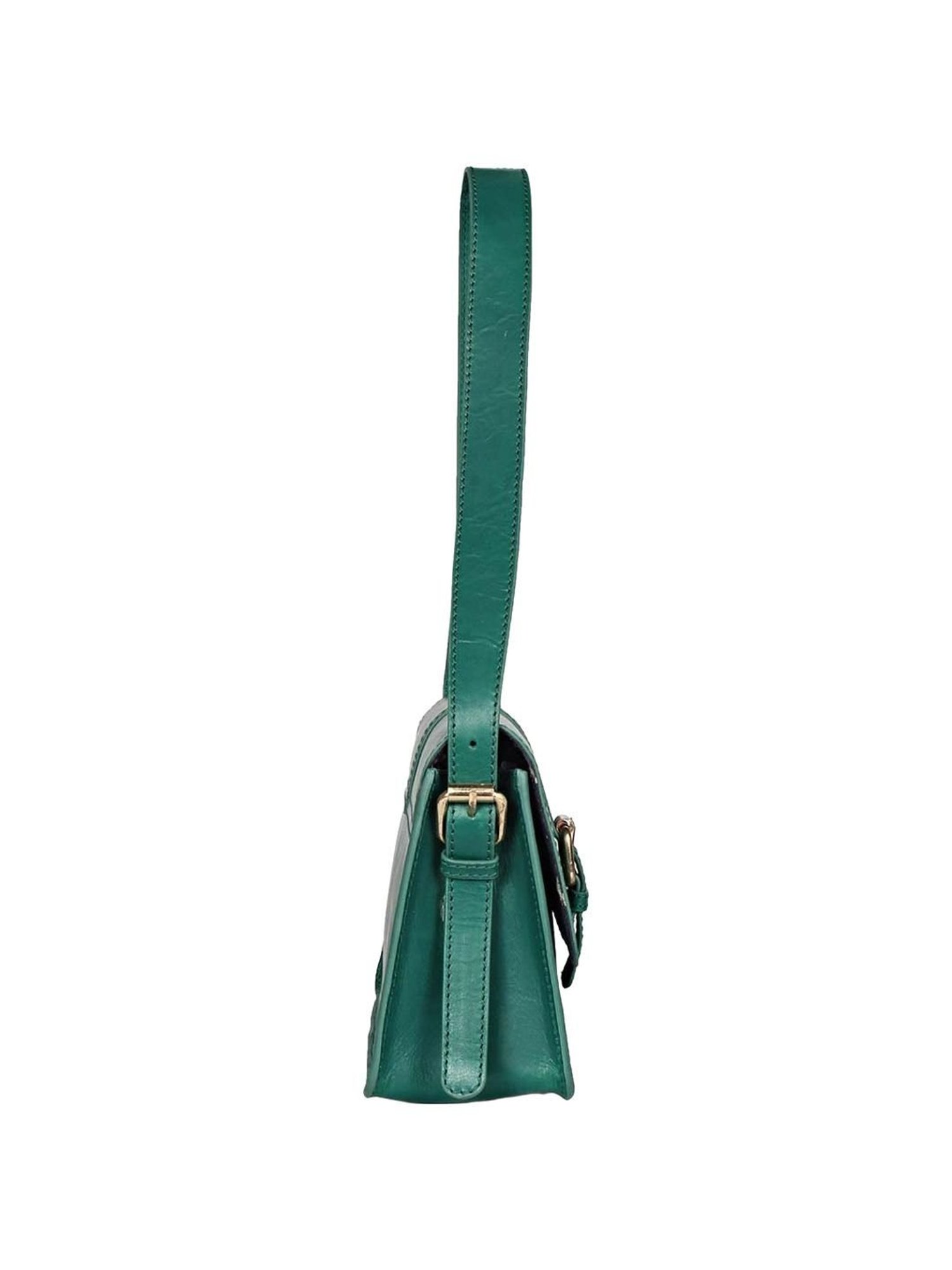 Saint G Green Solid Medium Shoulder Handbag