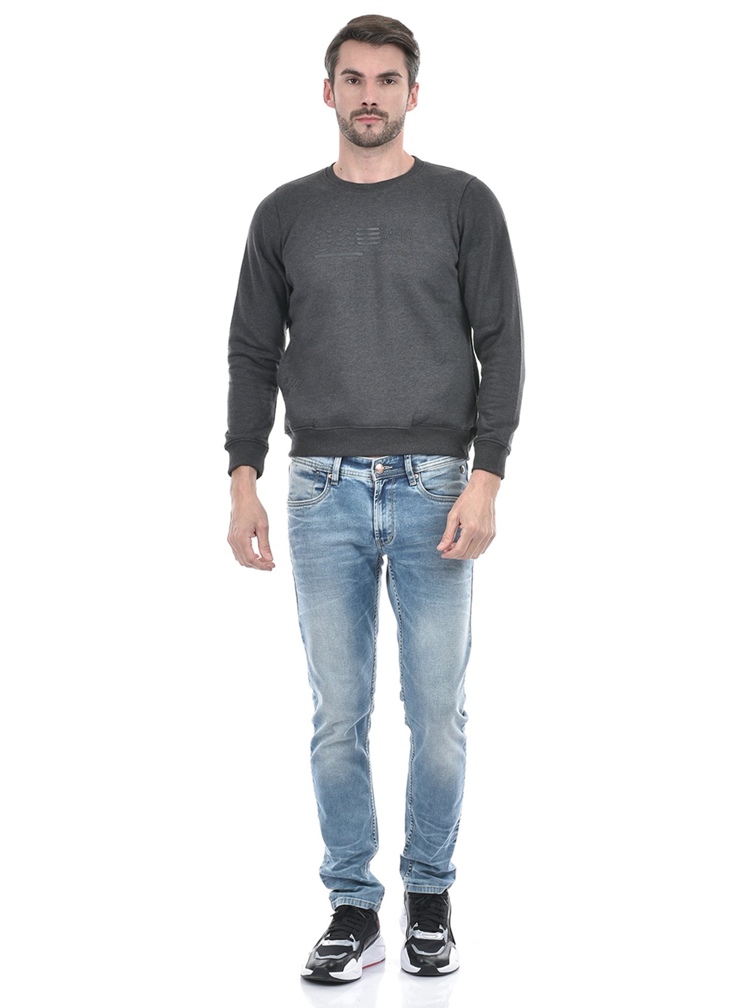 Forca Black Regular Fit Printed Sweatshirt