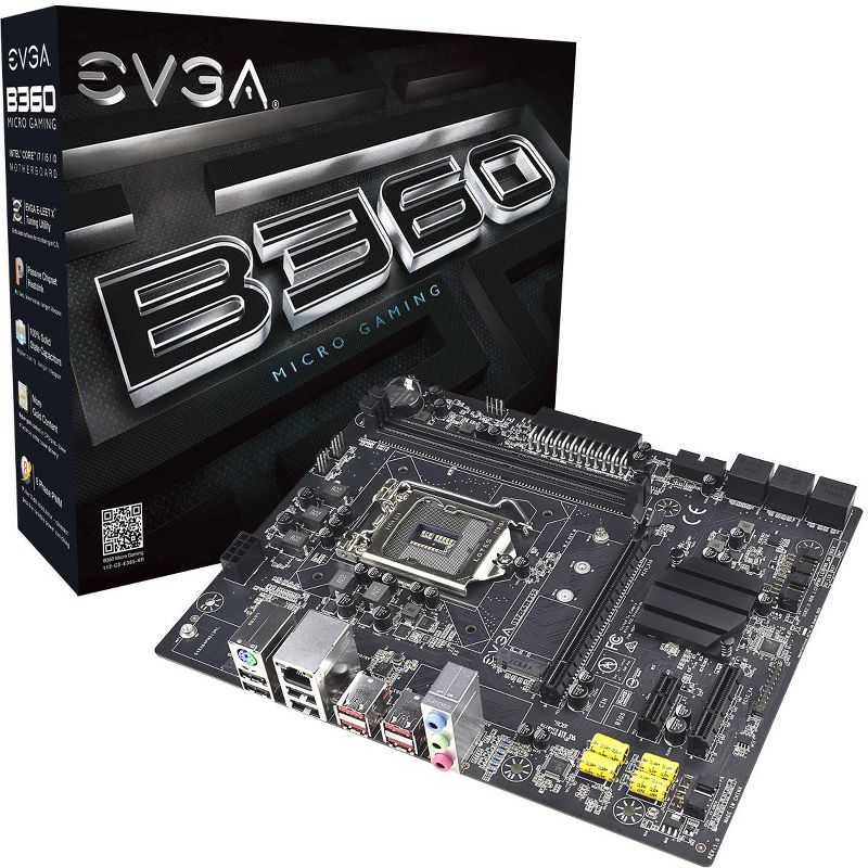 EVGA B360 Micro Gaming Desktop Motherboard - Intel Chipset - Socket H4 LGA-1151 - 32 GB DDR4 SDRAM Maximum RAM - DIMM, UDIMM - 2 x Memory Slots