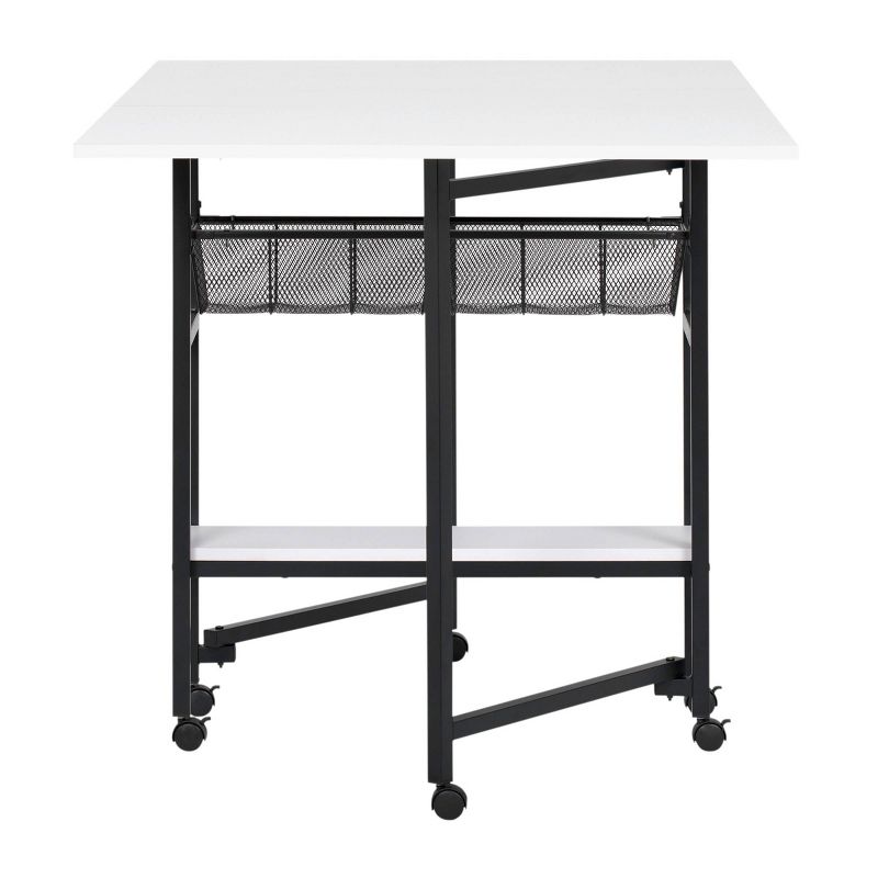 36" Fixed Height Cutting Table with Basket Charcoal/White - Sew Ready