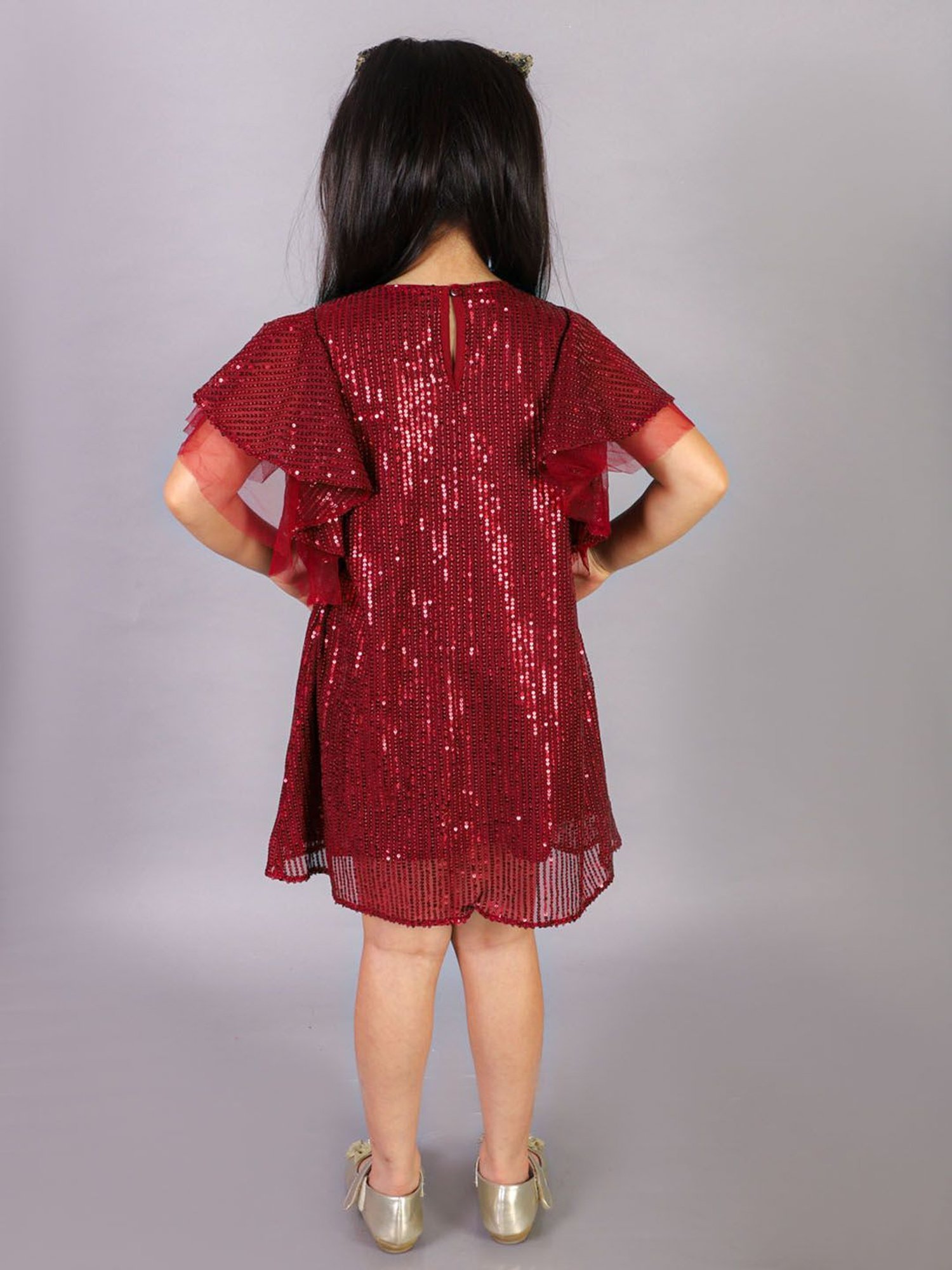 Lil Drama Kids Red Embellished Dress