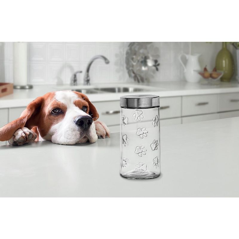Amici Pet Marble Paw Glass Food Canister, Large, 72oz