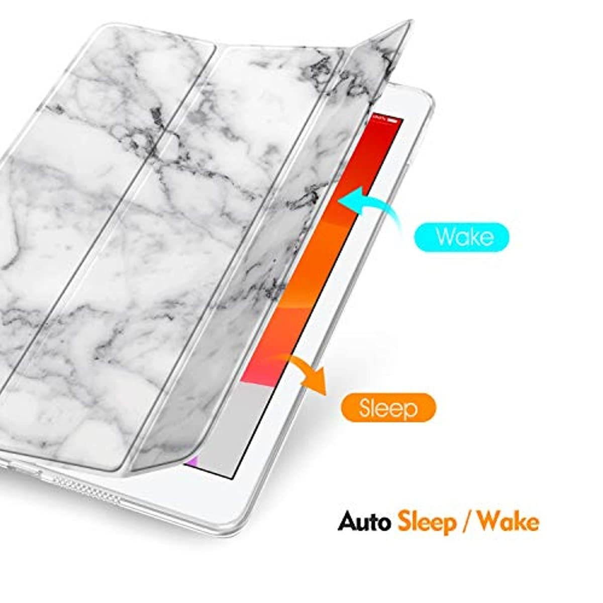 Fintie SlimShell Case for New iPad 8th Gen (2020) / 7th Generation (2019) 10.2 Inch - Soft TPU Protective Stand Back Cover, Supports Auto Wake/Sleep, Marble White