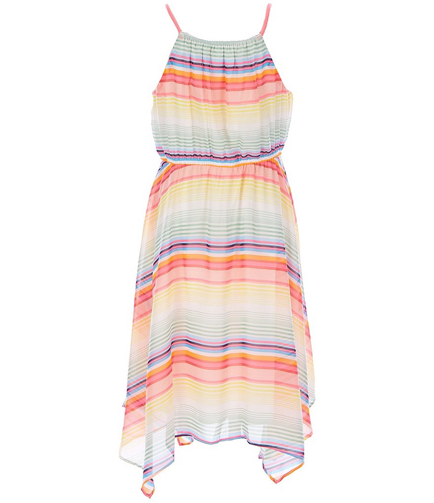 Poppies and Roses Big Girls 7-14 Striped Handkerchief-Hem Dress