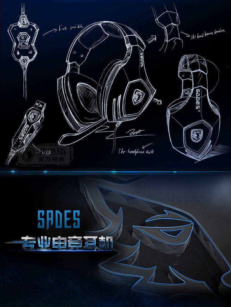 SADES A60 Gaming Headset Headphone with Vibration Function and 7.1 Surround Sound Professional Gaming Headphone Earphone