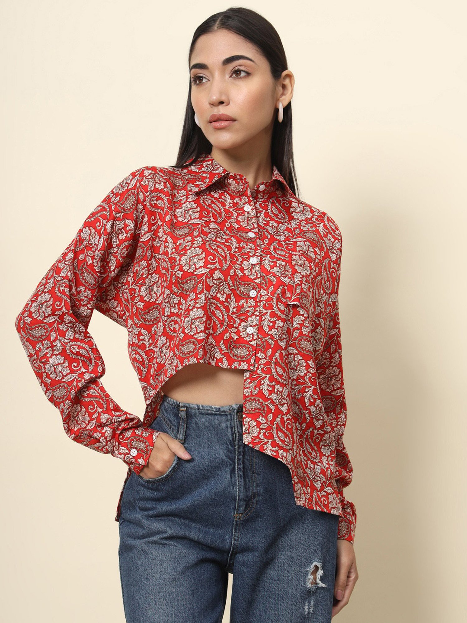 Trend Arrest Red Printed Shirt