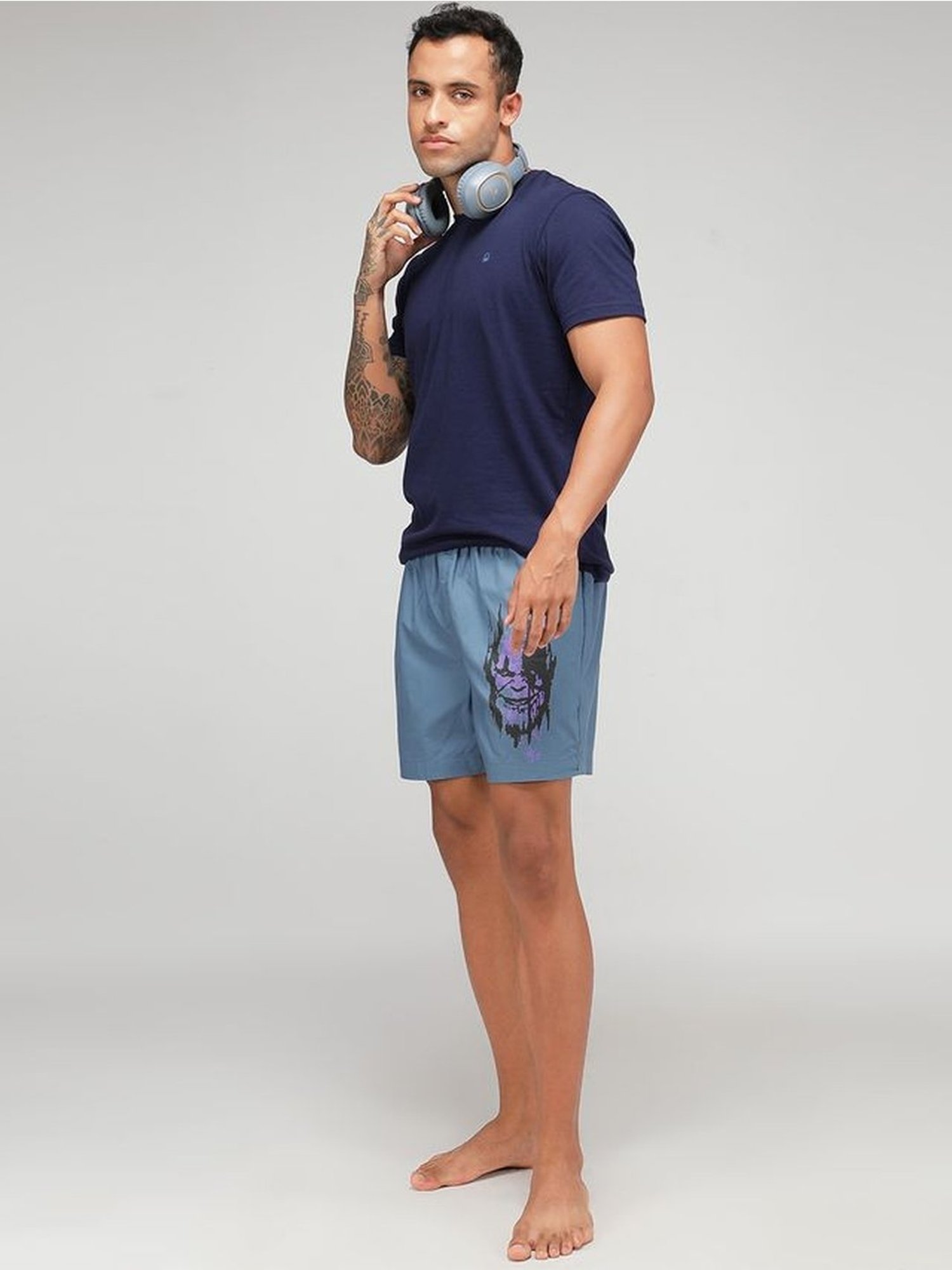 Zoiro Malibu Blue Cotton Regular Fit Printed Boxers