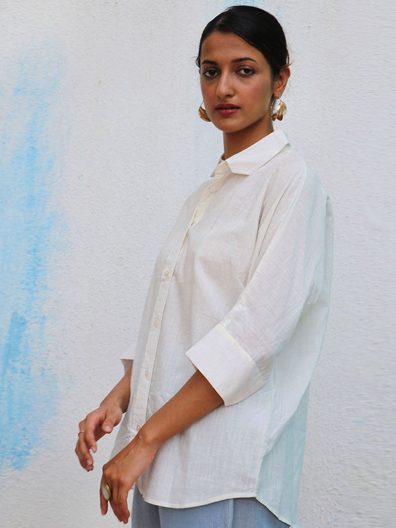 Chidiyaa White Breathe Meryl Handwoven Linen Shirt