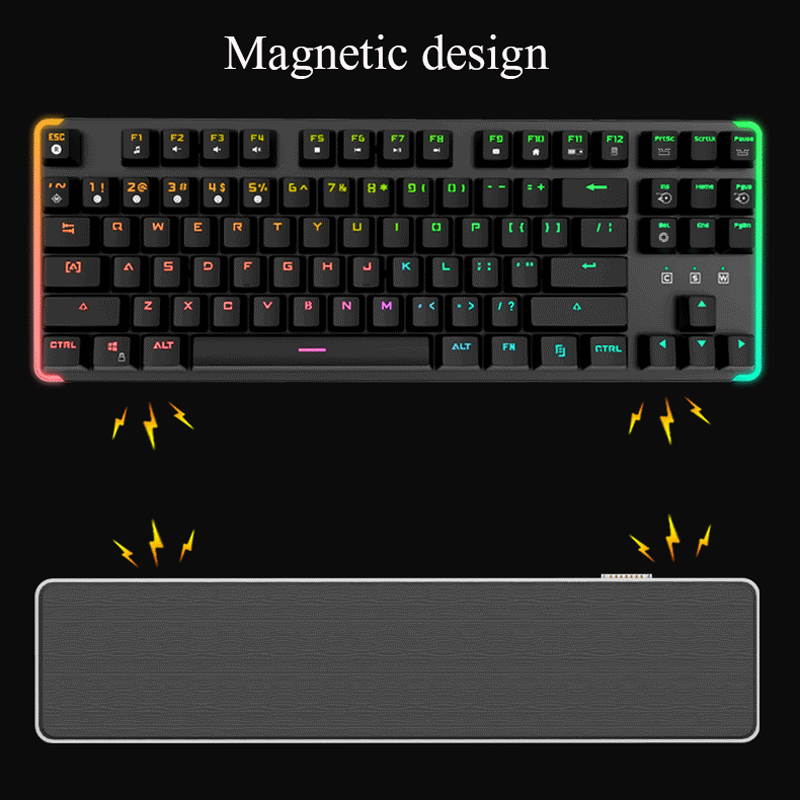 Gaming Mechanical Keyboard 87 keys OUTEMU Magnetic Hand Rest Wired Keyboard Anti-ghosting RGB/ Mix Backlit For Gamer PC Laptop