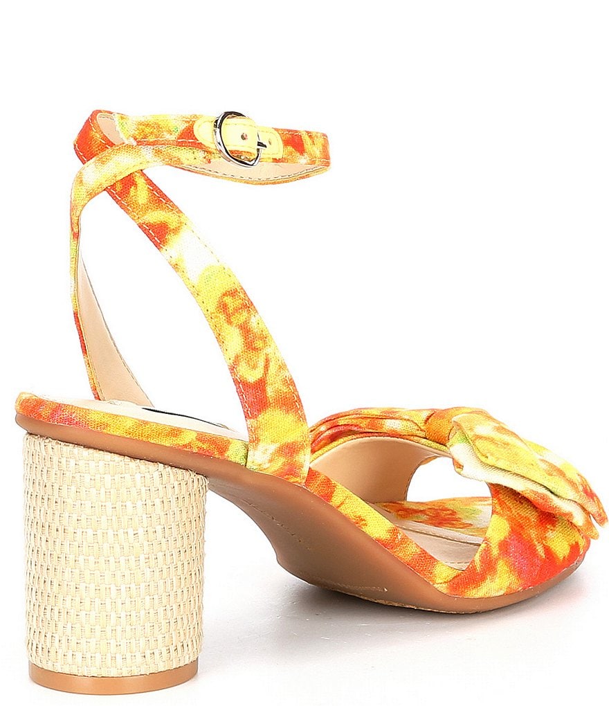 Alex Marie Hobson Floral Print Bow Ankle Strap Sandals