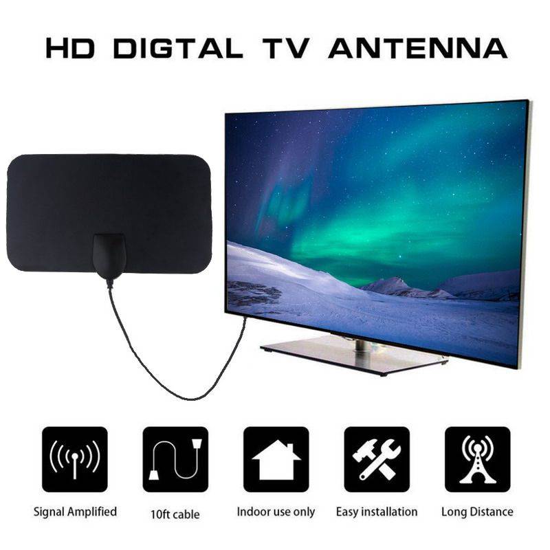 High Quality 4K 25dB High Gain HD TV DTV Box Digital TV Antenna 50 Miles Booster Active Indoor Aerial HD Flat Design