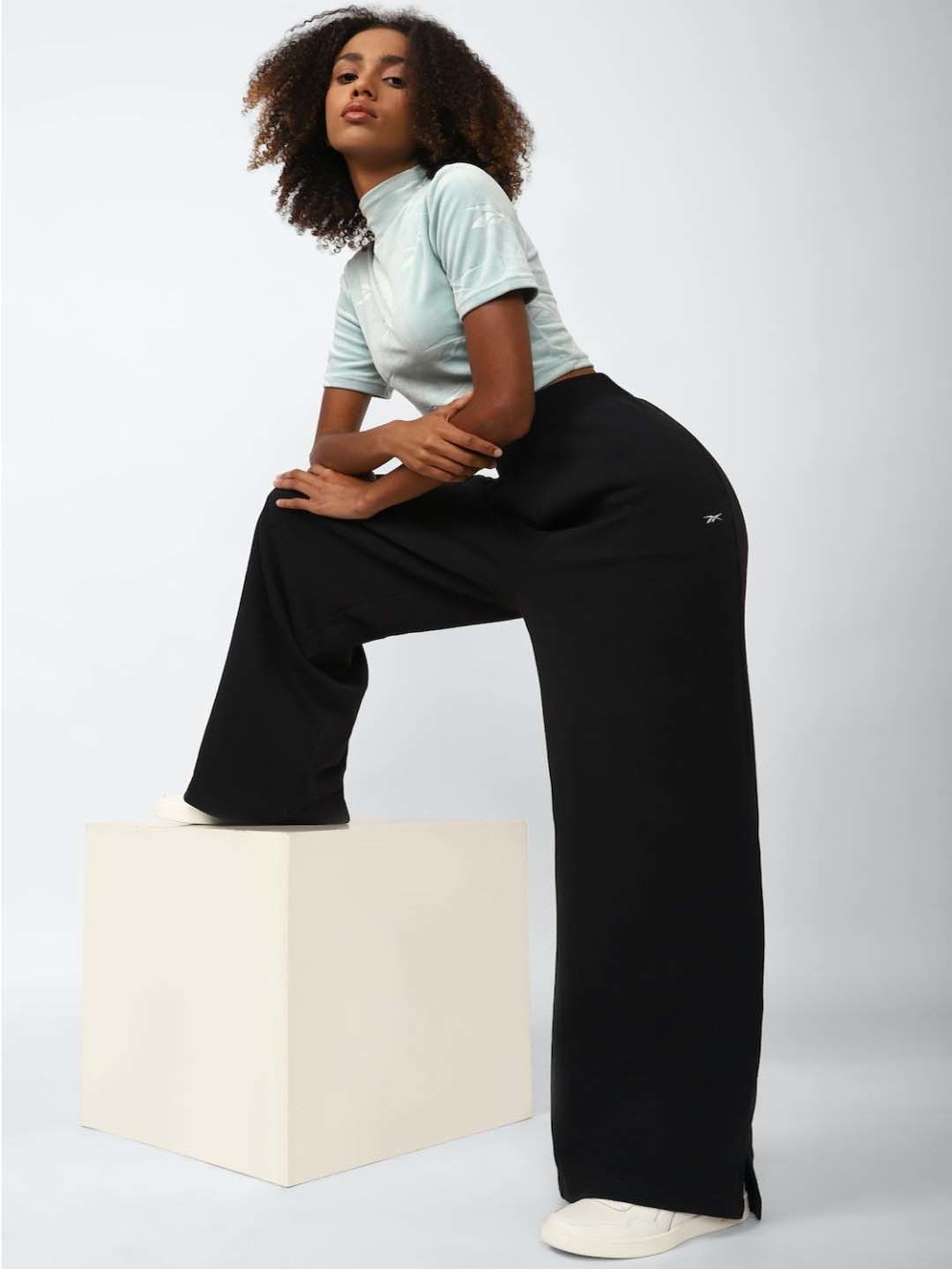 Reebok Blue Self Pattern Crop Top