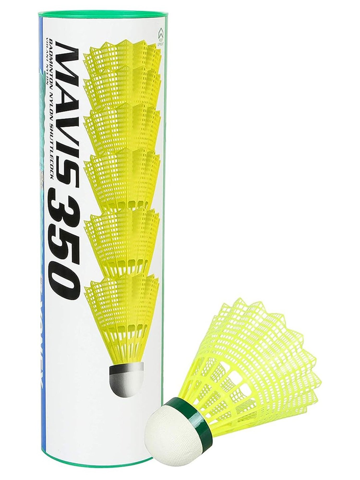 Yonex Nylon Badminton Shuttle MAVIS 350 GREEN YELLOW (Pack of 6)