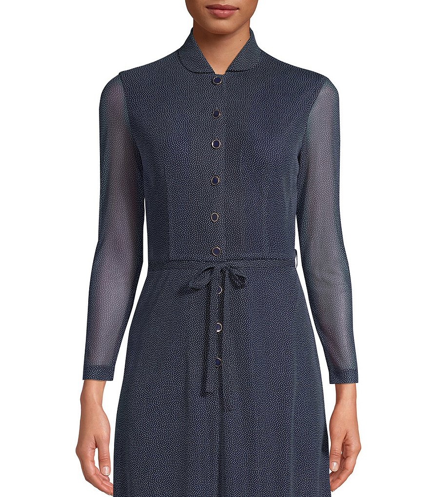 Tommy Hilfiger Paisley Chiffon Smocked Sleeveless Mock-Neck Midi A-Line Dress