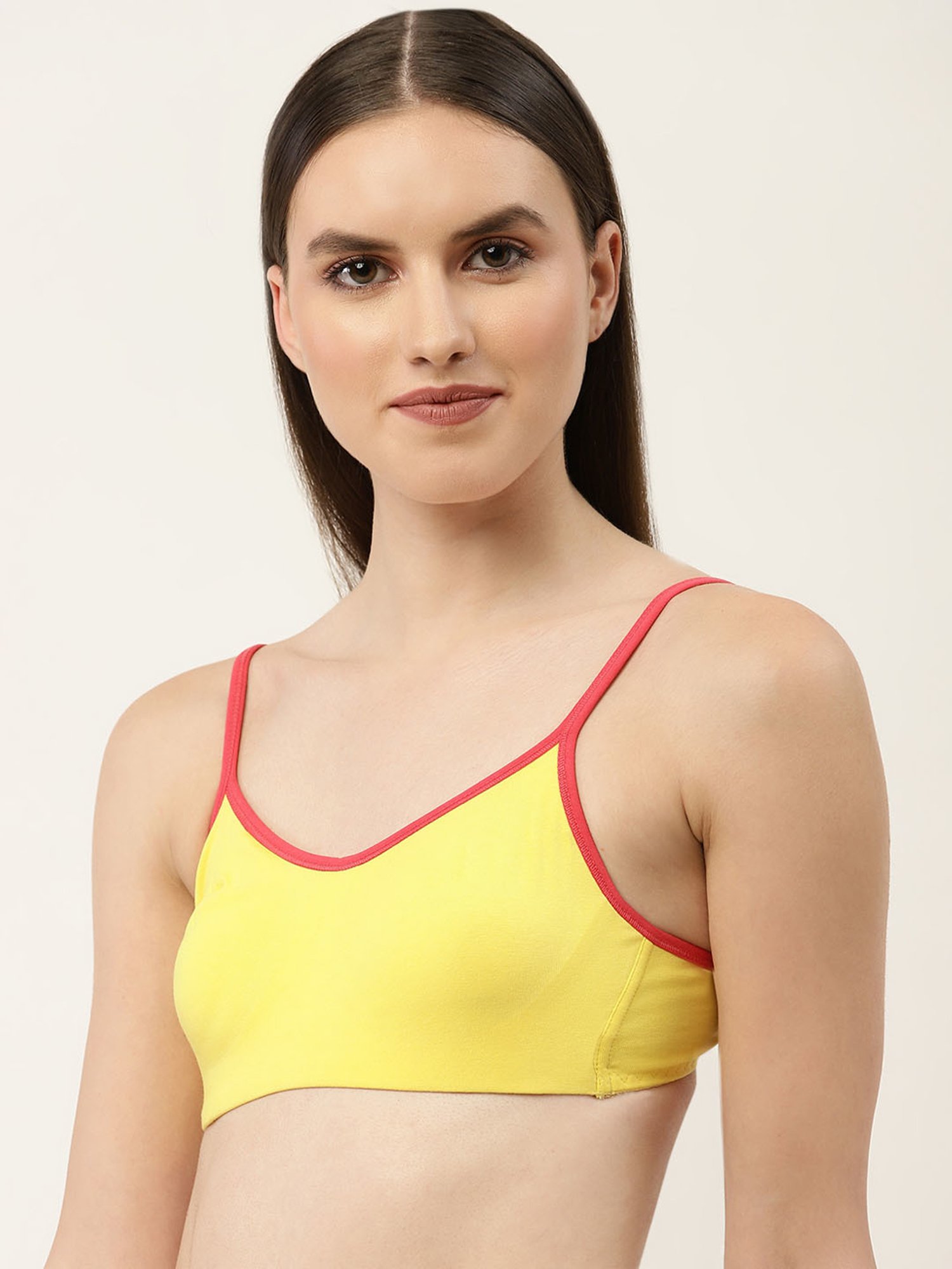 Leading Lady Yellow Cotton Full Coverage T-Shirt Bra
