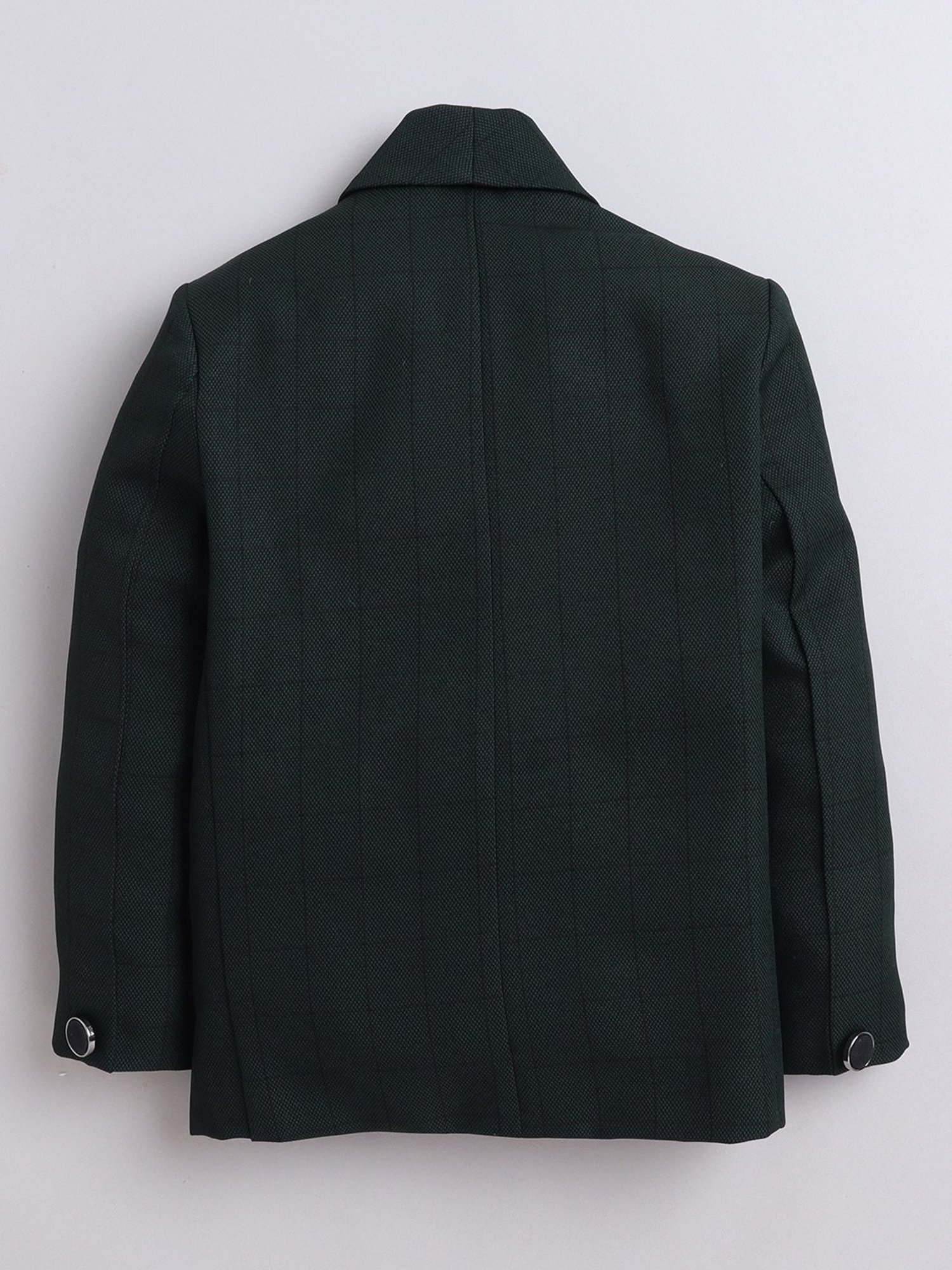 Fourfolds Boys Darkgreen Checks Full Sleeves Blazer