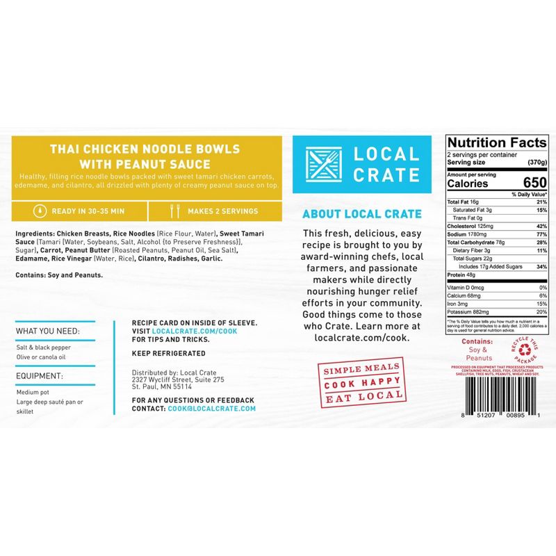 Local Crate Thai Chicken Noodle Bowls with Peanut Sauce - 31oz