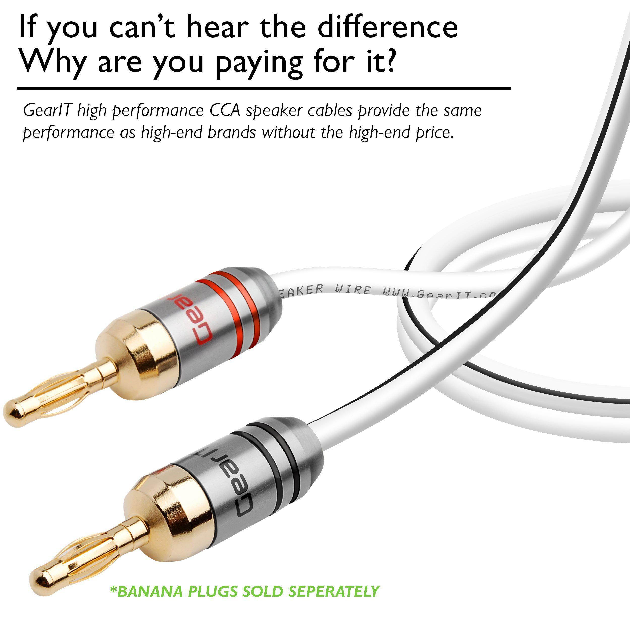 16 Gauge Speaker Wire, GearIT 200 ft 16AWG for Home Theater / Car Audio / Outdoor Installation High Quality Speaker Wires, White