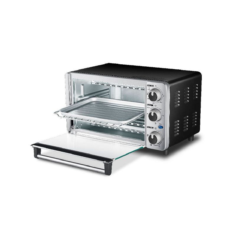 Toshiba MC25CEY-BS 6 Slice Small Stainless Convection Pizza Toaster Oven, Black