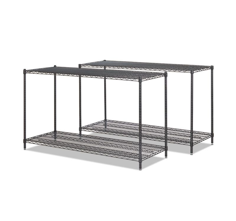 Alera All-Purpose Wire Shelving Starter Kit, 4-Shelf, 60 x 24 x 72, Black Anthracite+ SW206024BA