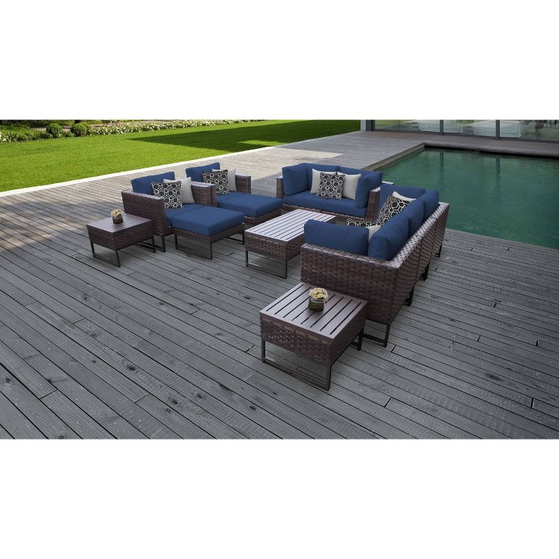 Barcelona 12pc Patio Sectional Seating Set with Cushions - Navy - TK Classics