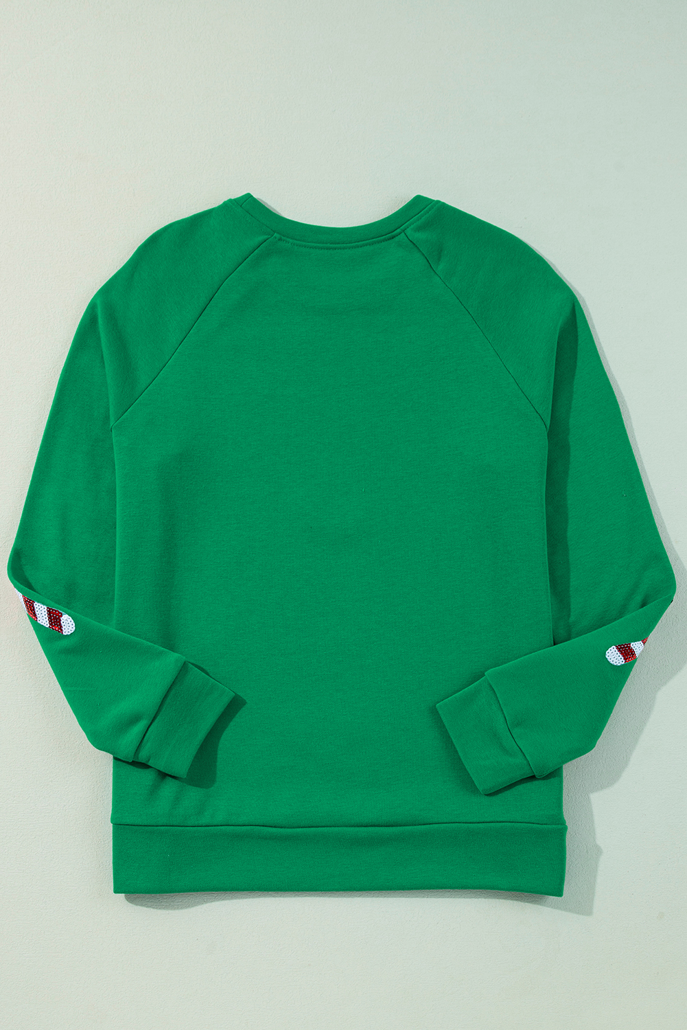 Green Sequin Christmas Candy Cane Graphic Pullover Sweatshirt