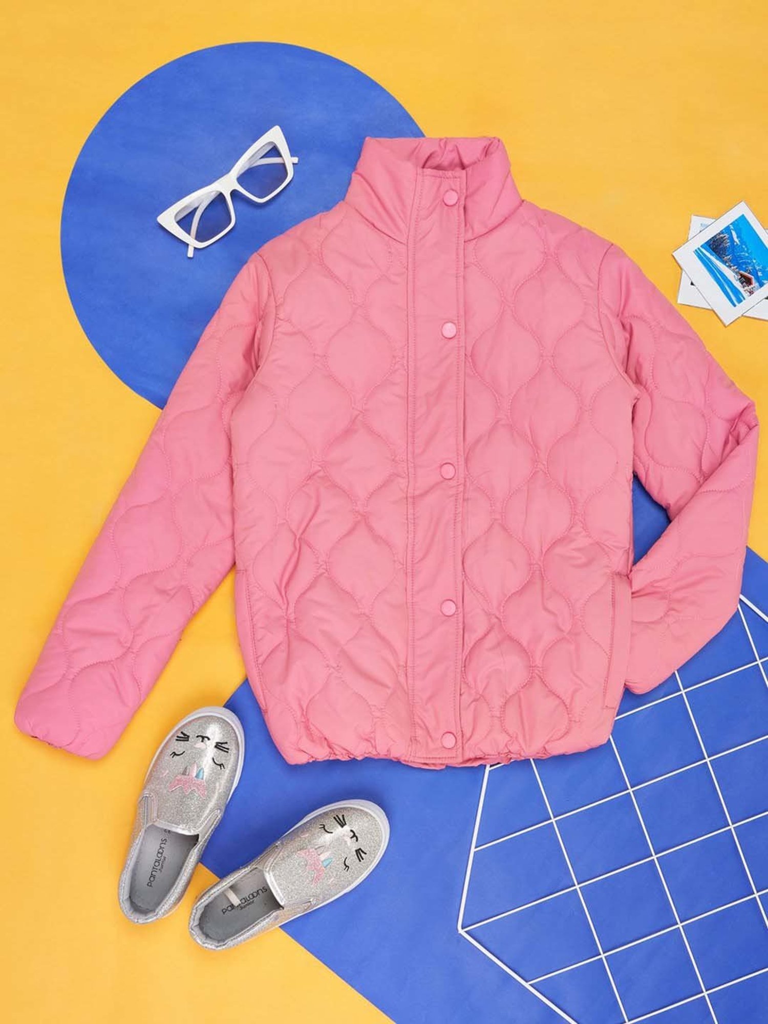 YU by Pantaloons Kids Pink Regular Fit Full Sleeves Jacket