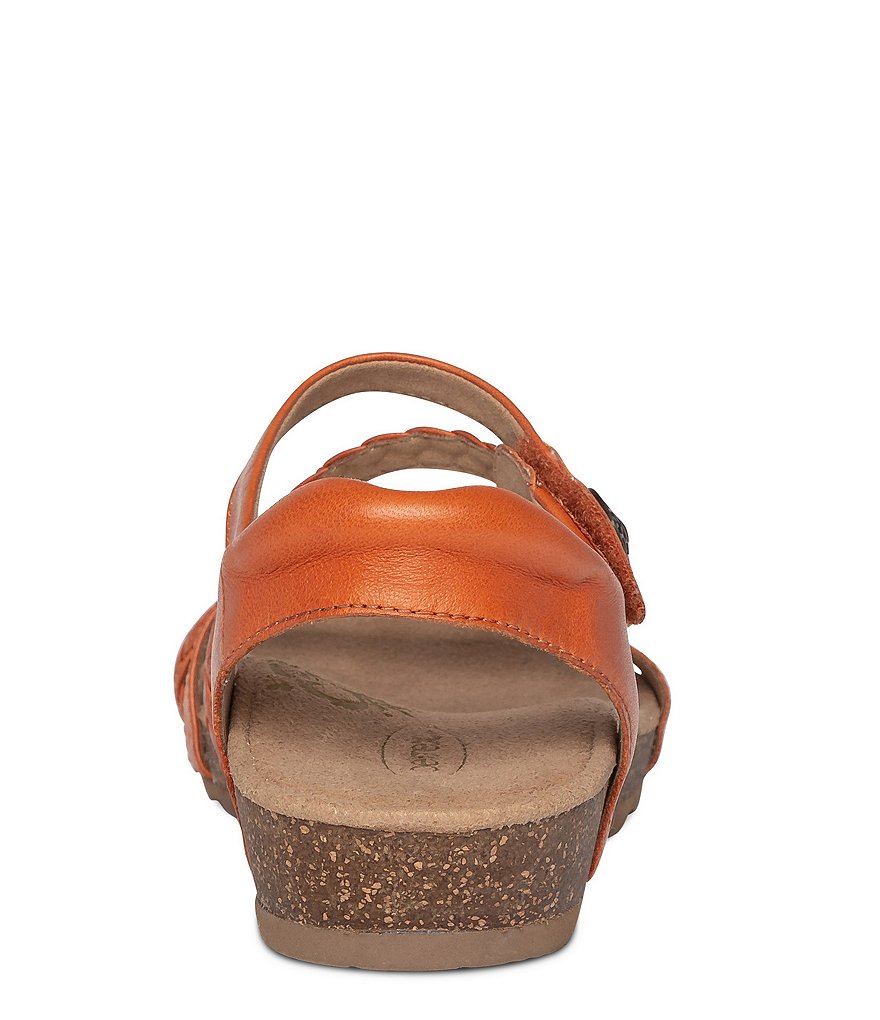 Aetrex Jillian Braided Leather Cork Wedge Sandals