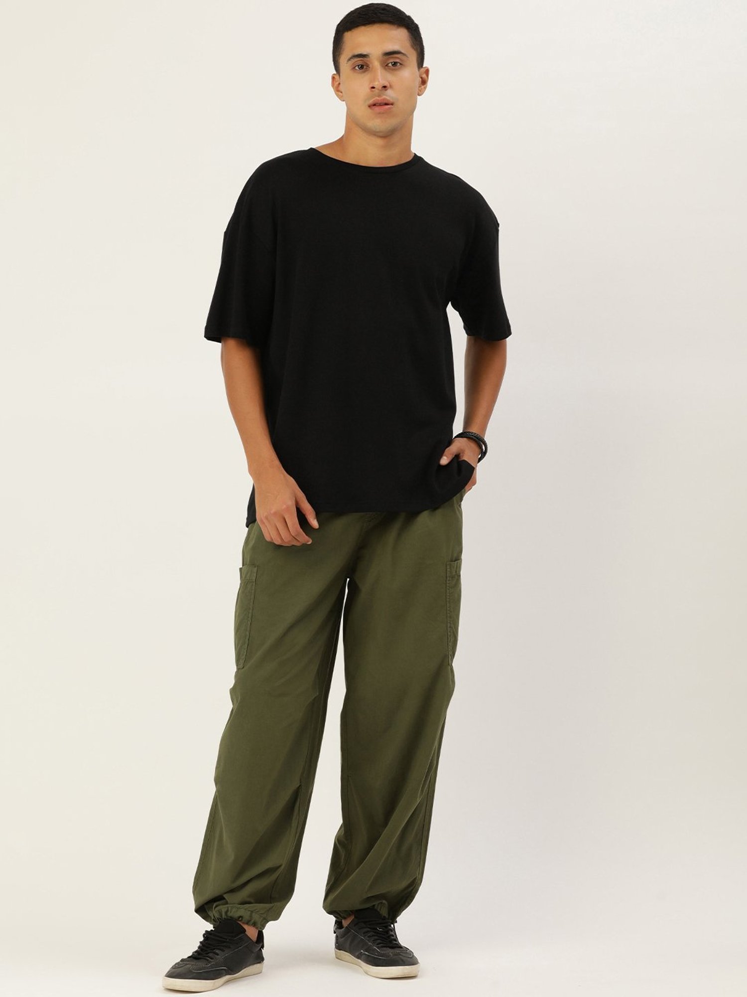 Bene Kleed Black Loose Fit Cotton Oversized Crew T-Shirt