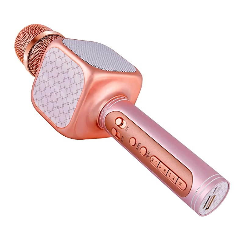 Portable Wireless Karaoke Microphone YS69 Handheld Cellphone Karaoke Player Support USBTF MP3 Player and Bluetooth Karaoke Machine for All Ages 69 Rose