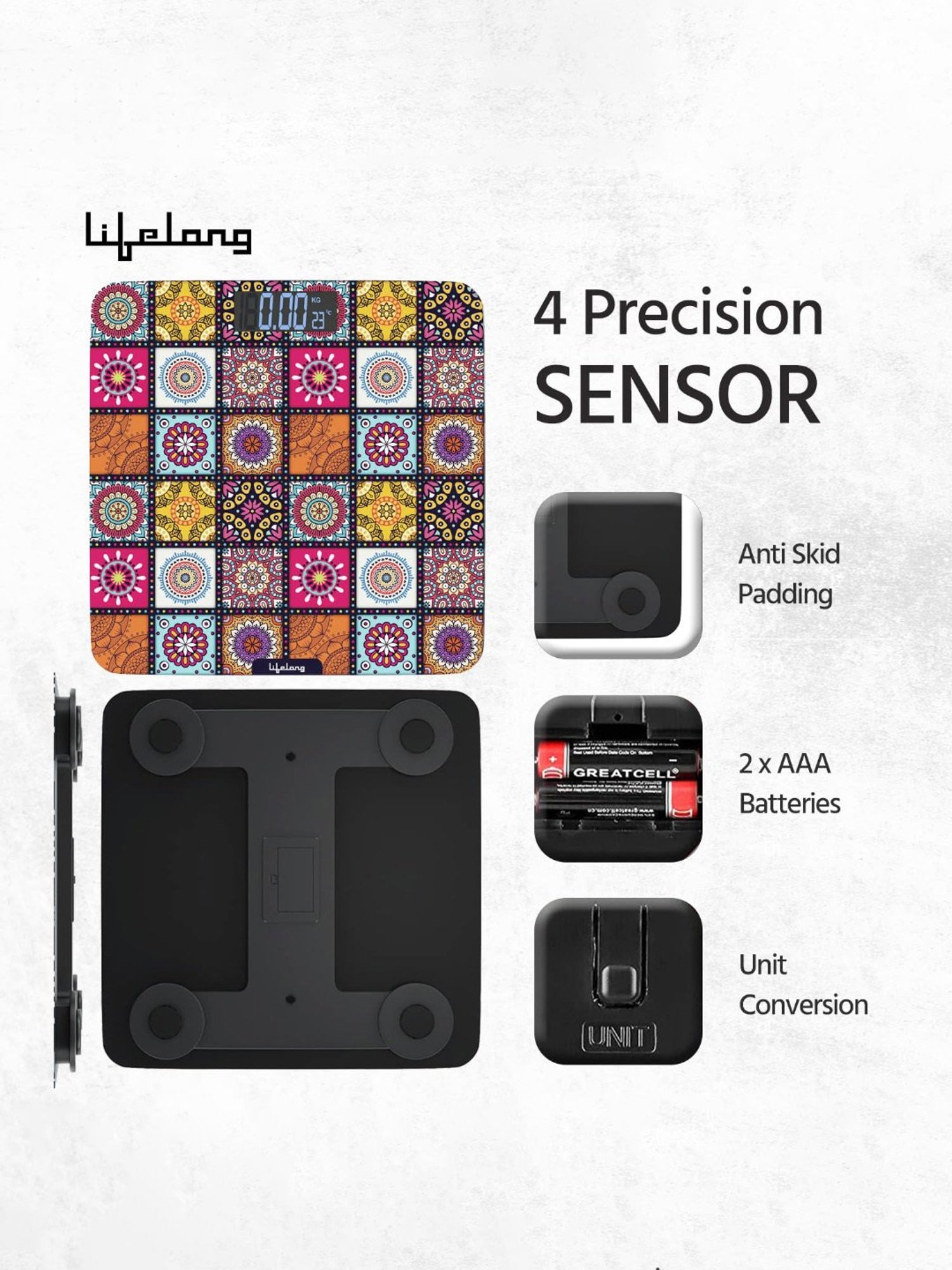 Lifelong Mystical LLWS63 Digital Weight Machine for Body Weight with LCD Display (Multicolor)