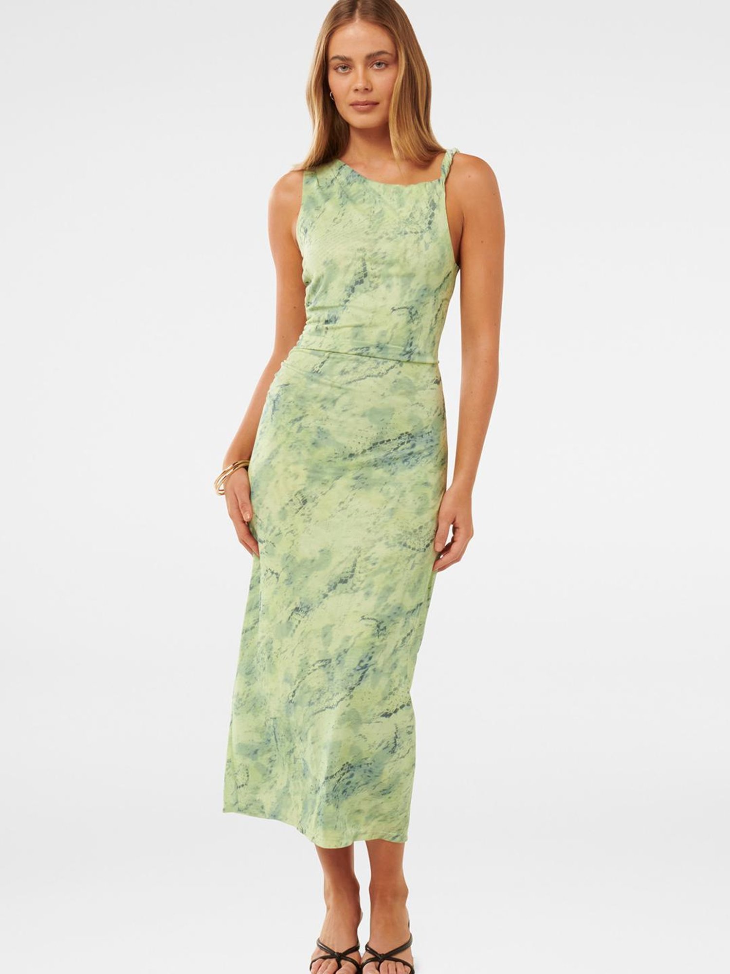 Forever New Gracelynn Twist Shoulder Mesh Midi Dress